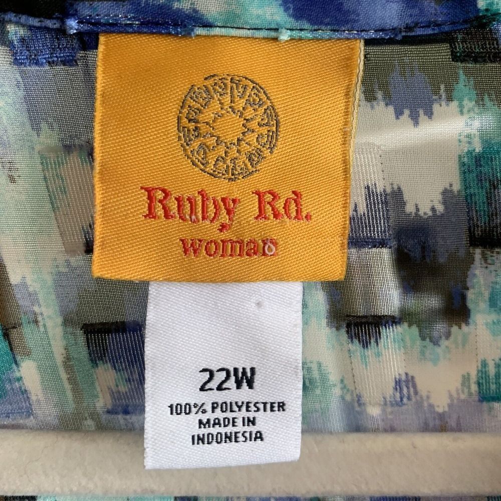 Ruby Rd Plus Size 22w Blue Multicolor Boho Print … - image 5